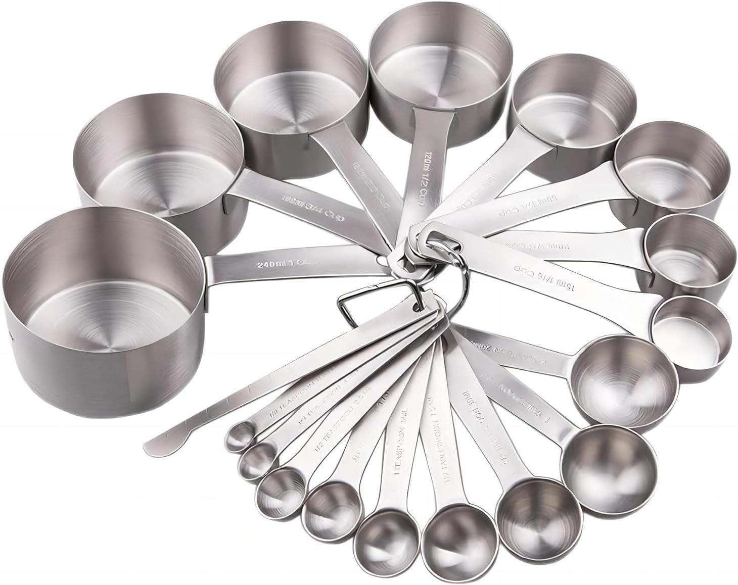 Stainless Steel 18-Piece Metric Measuring Cup and Spoon Set