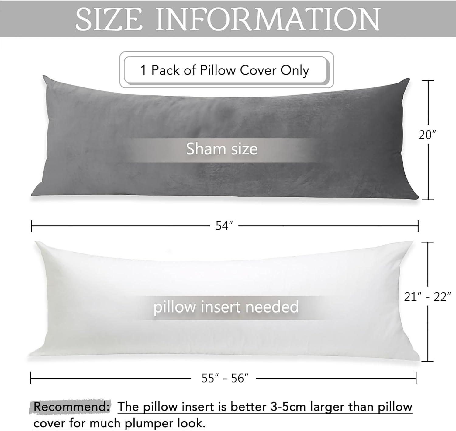 Ntbay Super Soft and Cozy Luxury Fuzzy Velvet Long Body Pillowcase, Easy Care Body Pillow Cover with Zipper Closure, 20" x 54", Smoke Gray