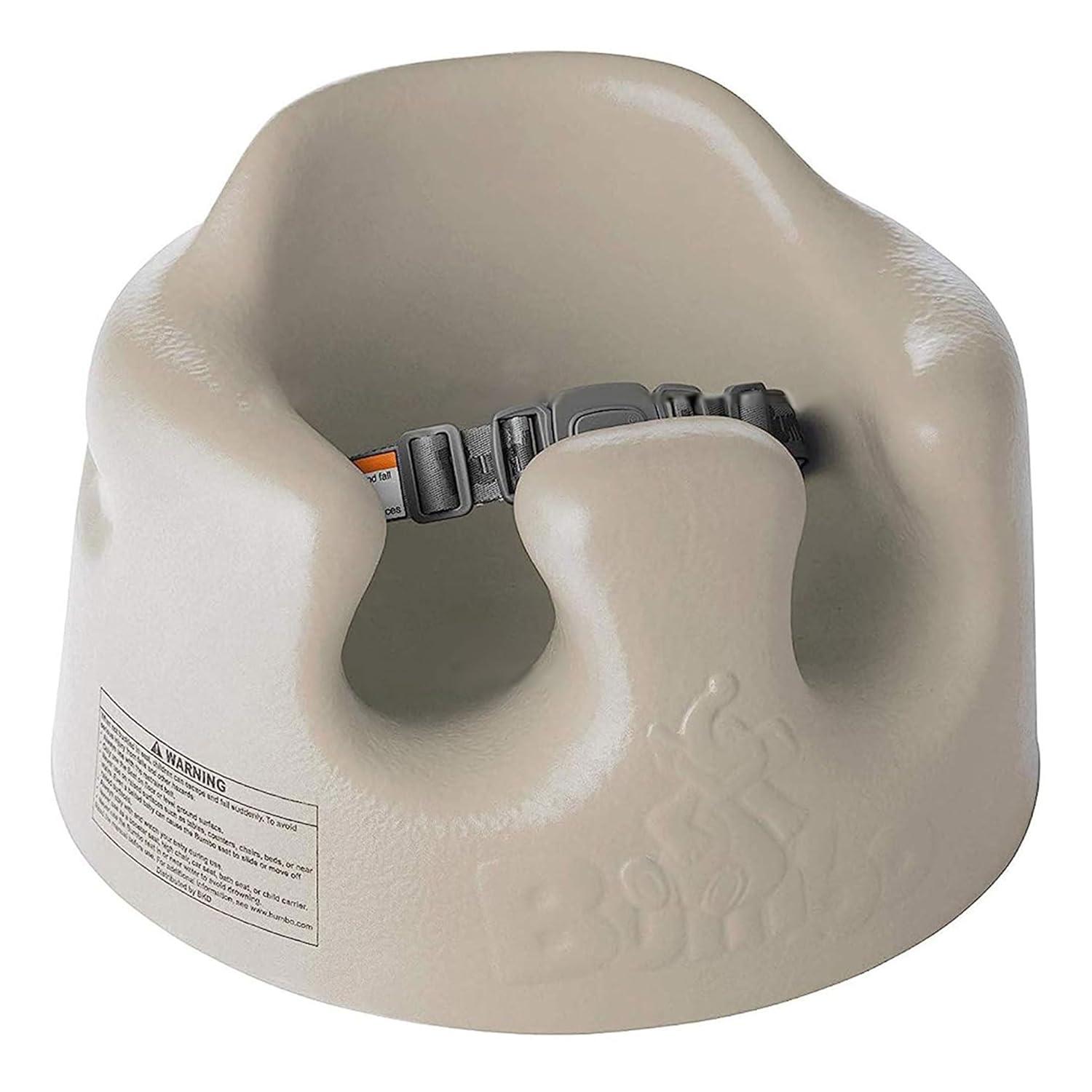 Bumbo Baby Infant Children Toddler Soft Foam Floor Seat with 3-Point Adjustable Harness and Eating and Play Top Tray Attachment, Taupe