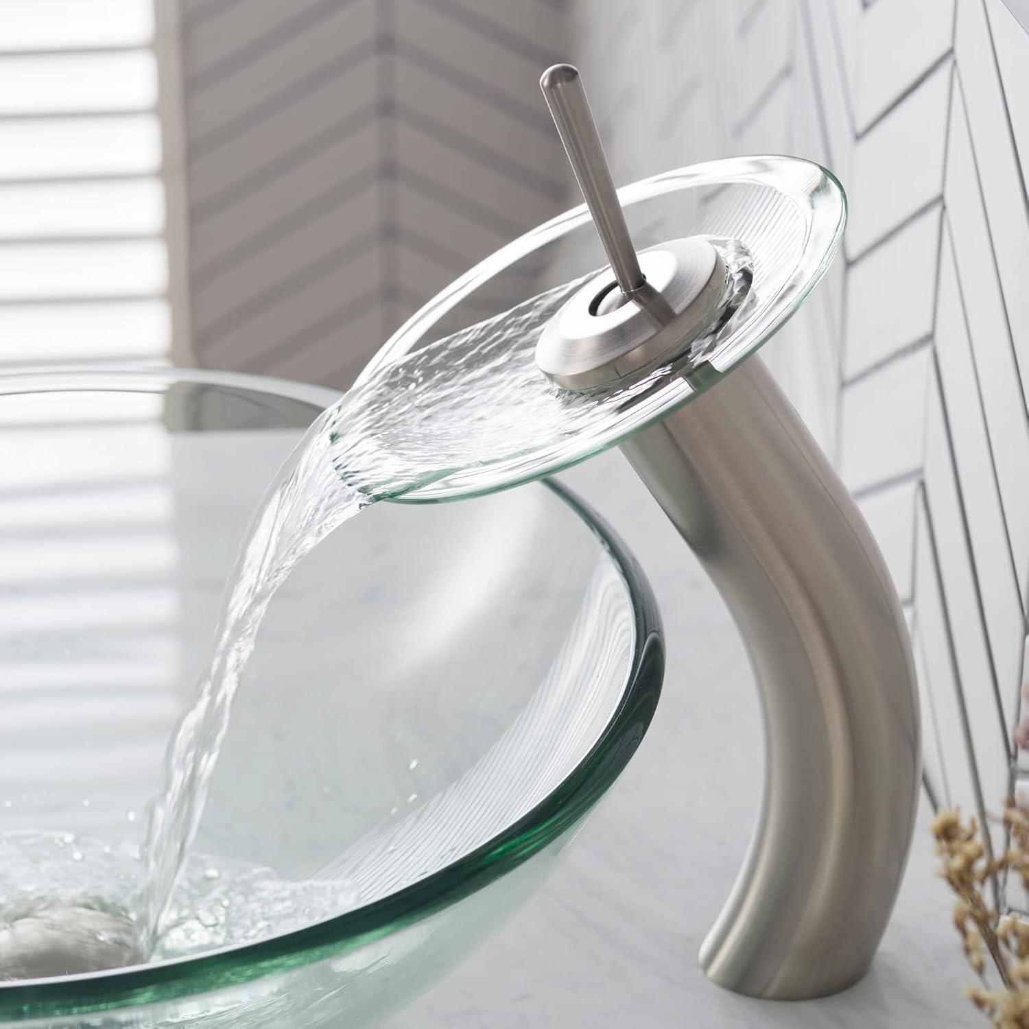 Waterfall Single Hole Single Handle Bathroom Faucet with Drain Assembly