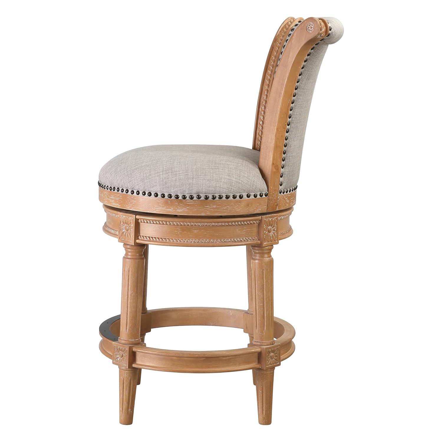 Ophelia & Co. Ted High Back Solid Wood Swivel Bar Stool