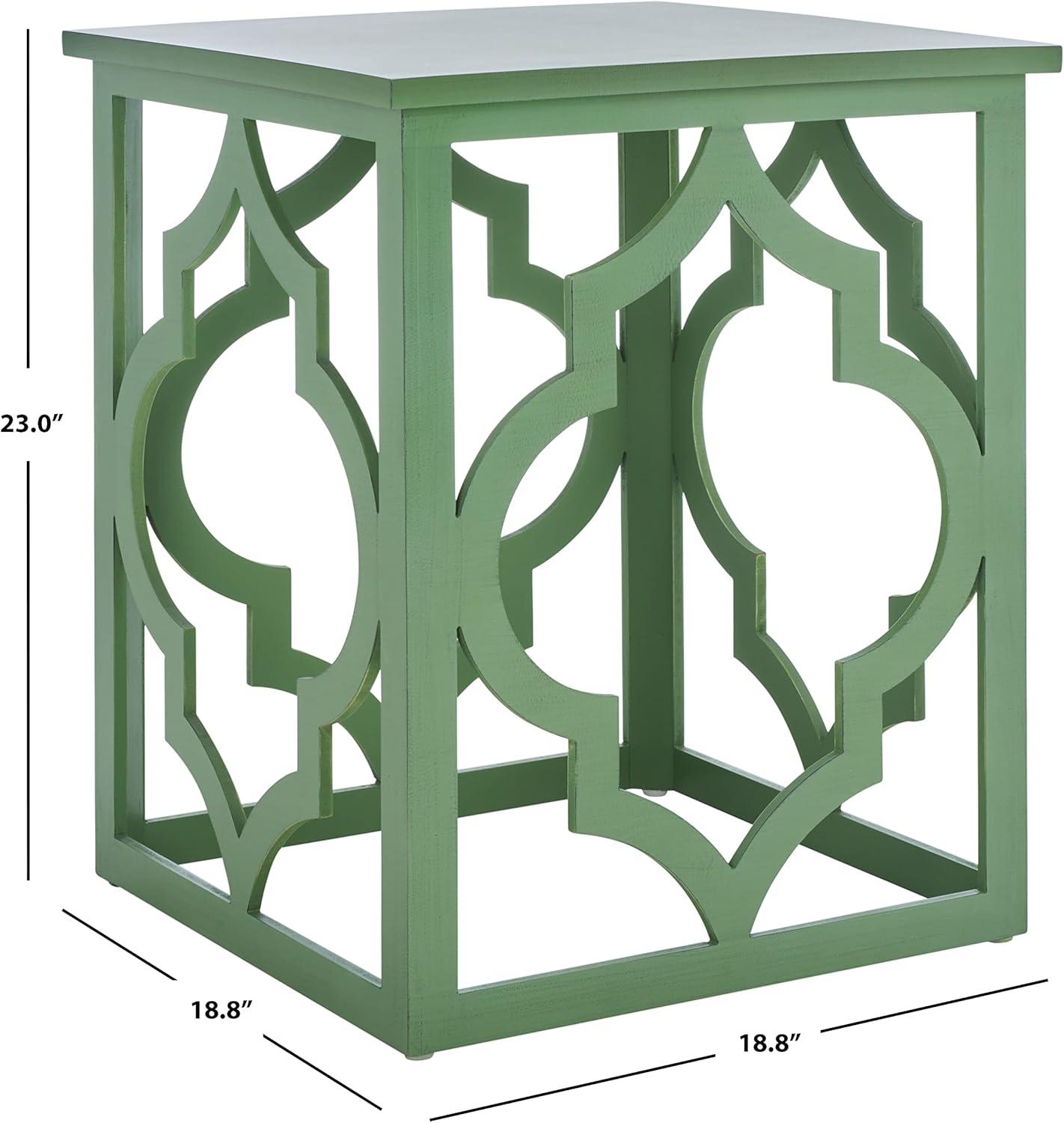 Milo Green Metal and Wood Quatrefoil End Table 26"