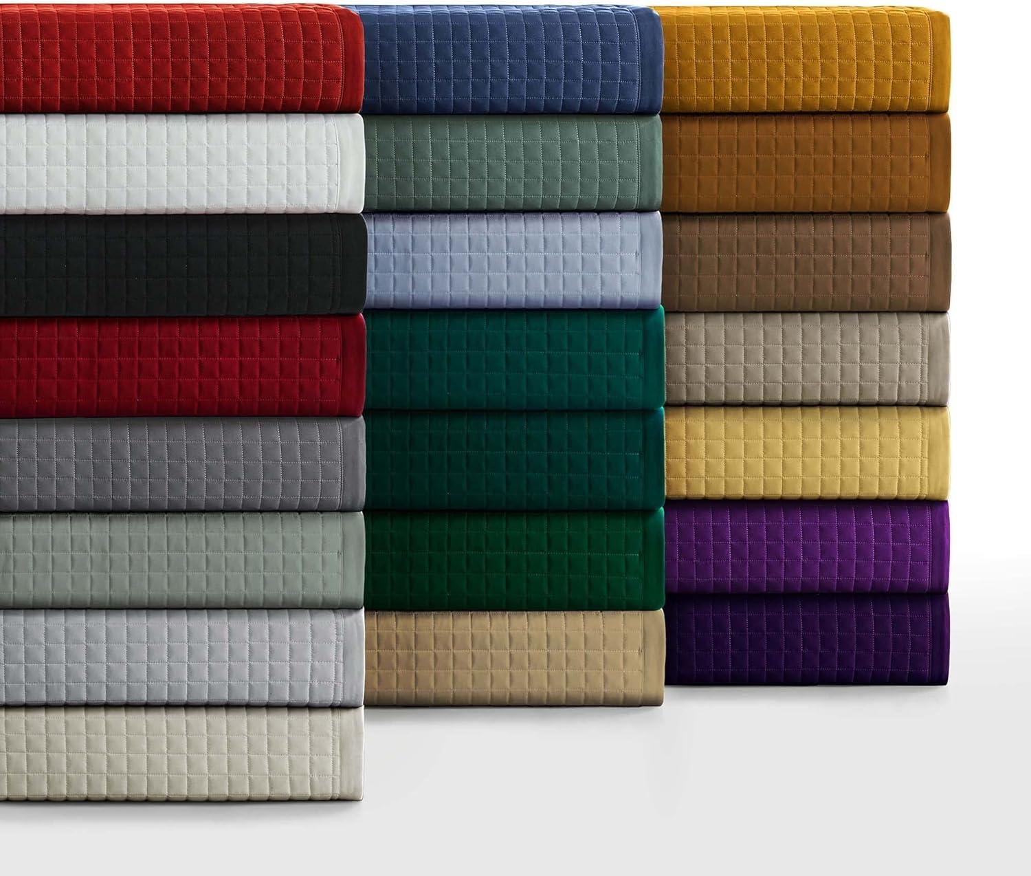Queen Naples Microfiber Quilt Set Emerald Green - Tribeca Living: 3-Piece, Box Quilting Design, All Ages