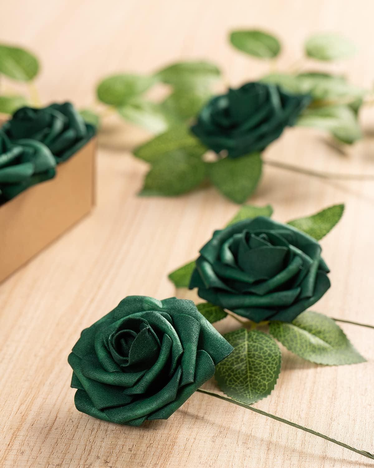 Eco-Friendly Green and White Artificial Rose Centerpiece Set