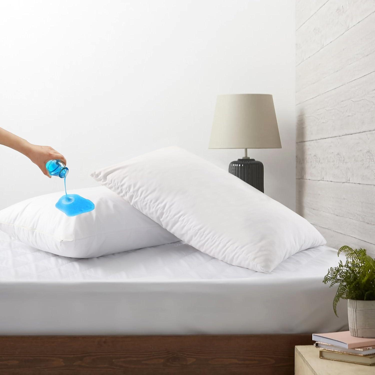 Waterproof Pillow Protectors with Zipper King Size - 2 Pack Waterproof Zippered Pillowcases Encasement, Breathable Protective Pillow Covers 20 x 38 Inches