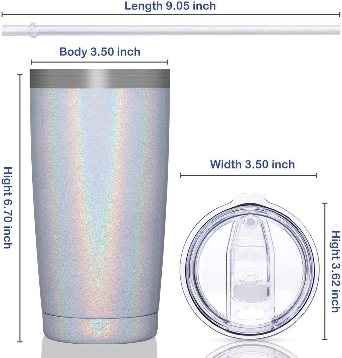 20oz White Stainless Steel Insulated Travel Tumbler with Lid and Straw