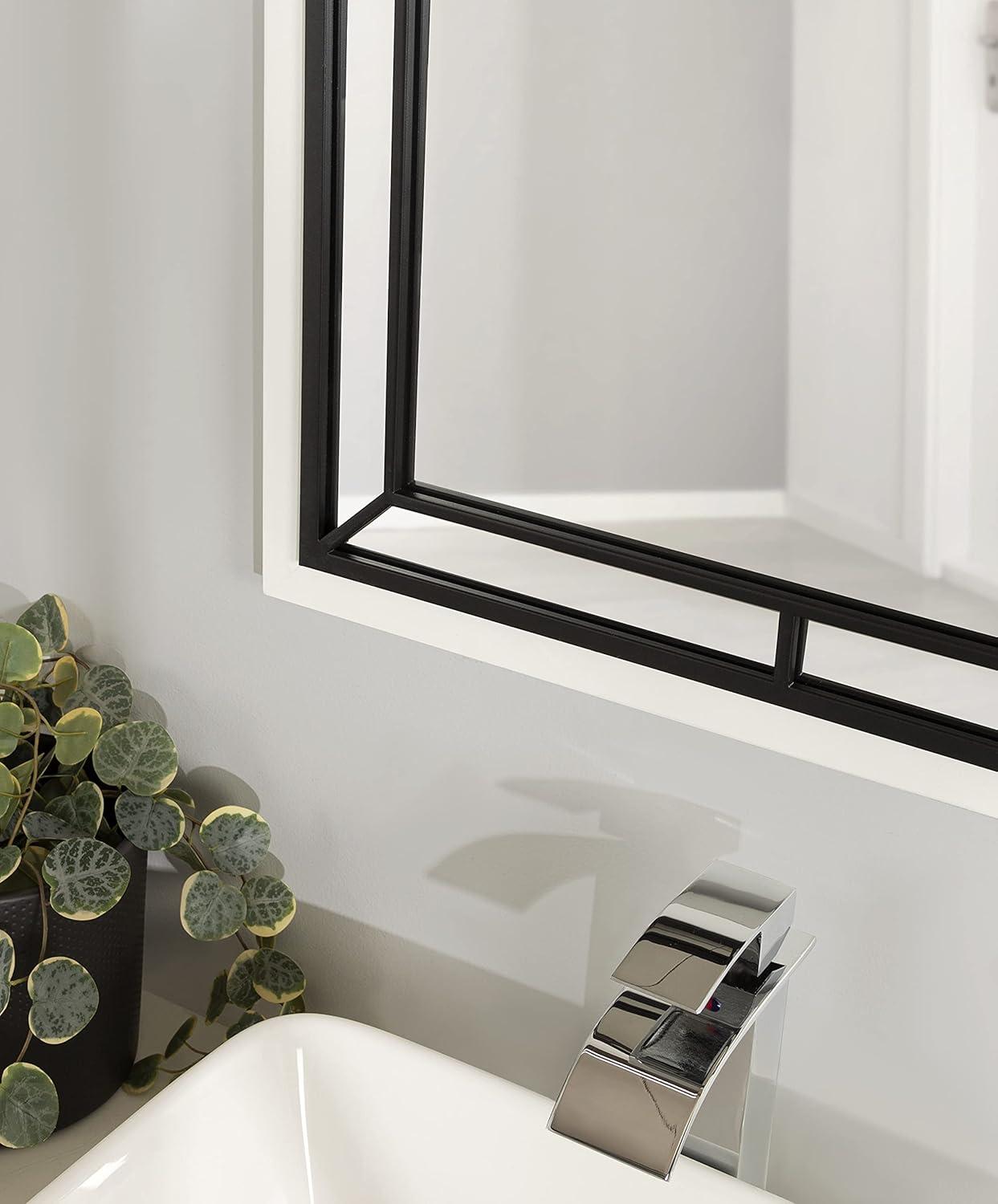 24" x 36" Audubon Rectangle Wall Mirror White - Kate & Laurel All Things Decor: Modern Style, No Assembly, MDF Frame