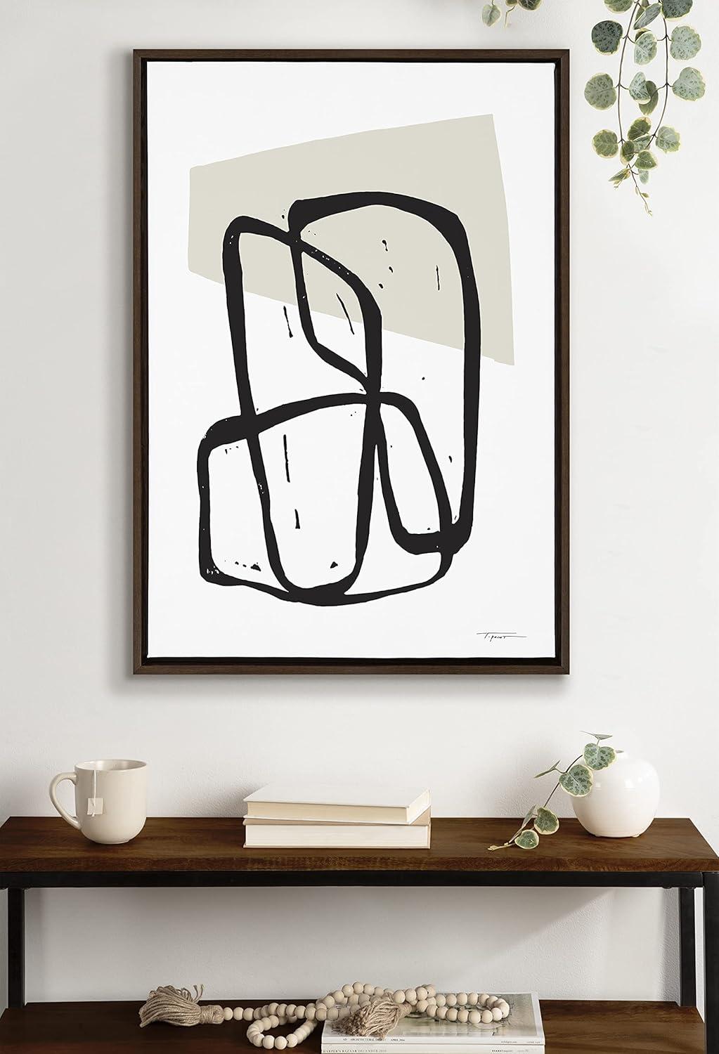 23" x 33" Sylvie Entangled Neutral Framed Wall Canvas by Statement Goods - Kate & Laurel All Things Decor