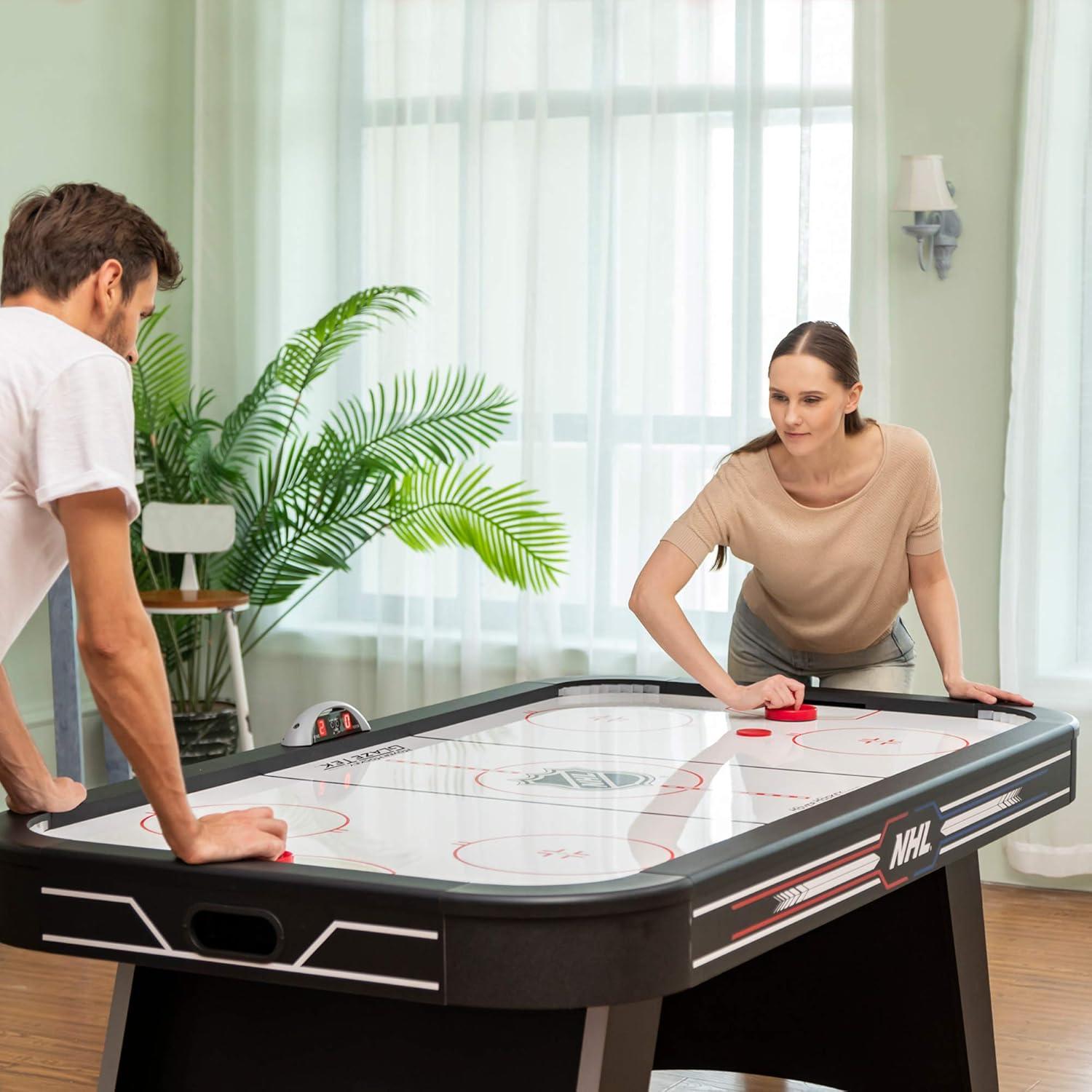 NHL 80'' Black and White Air Hockey Table with Digital Scoreboard