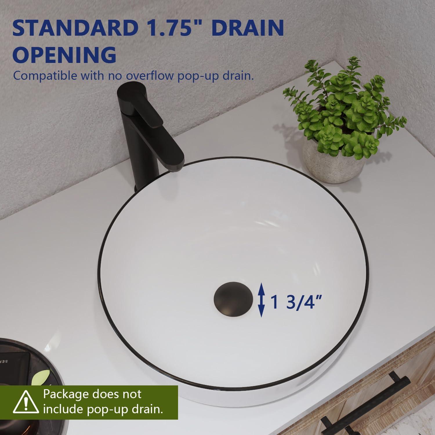 Symmetry 16'' White Ceramic Circular Vessel Bathroom Sink