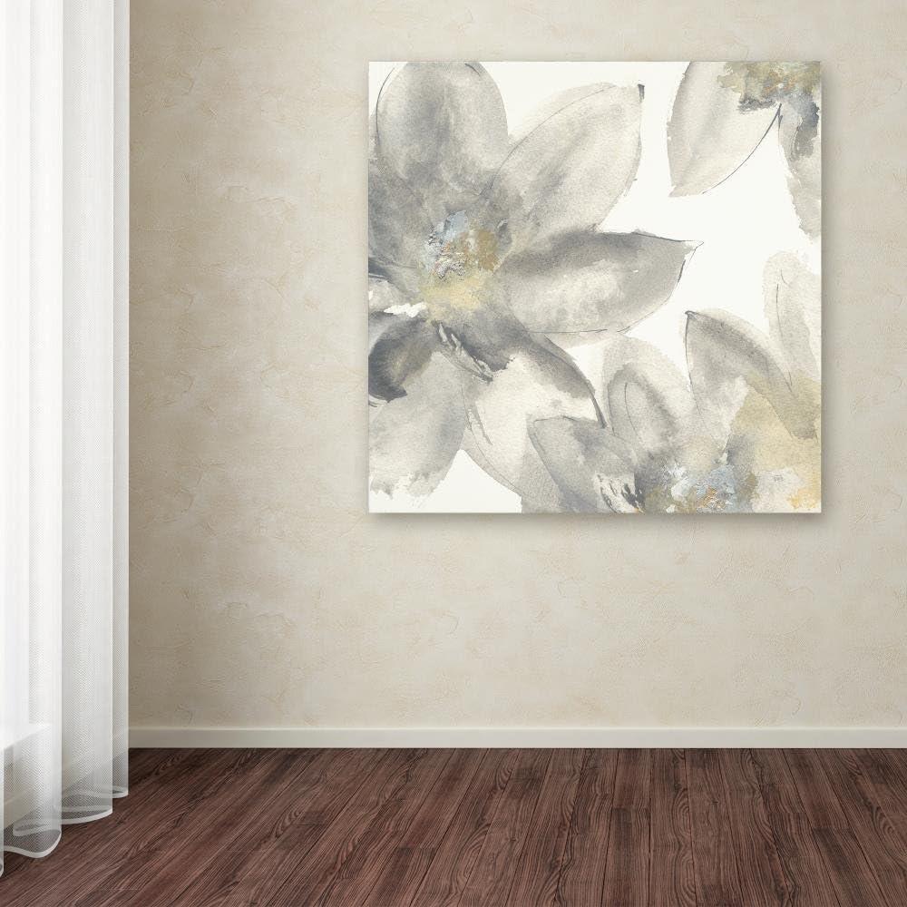 Trademark Fine Art -Chris Paschke 'Gray and Silver Flowers I' Canvas Art - 24''x24''