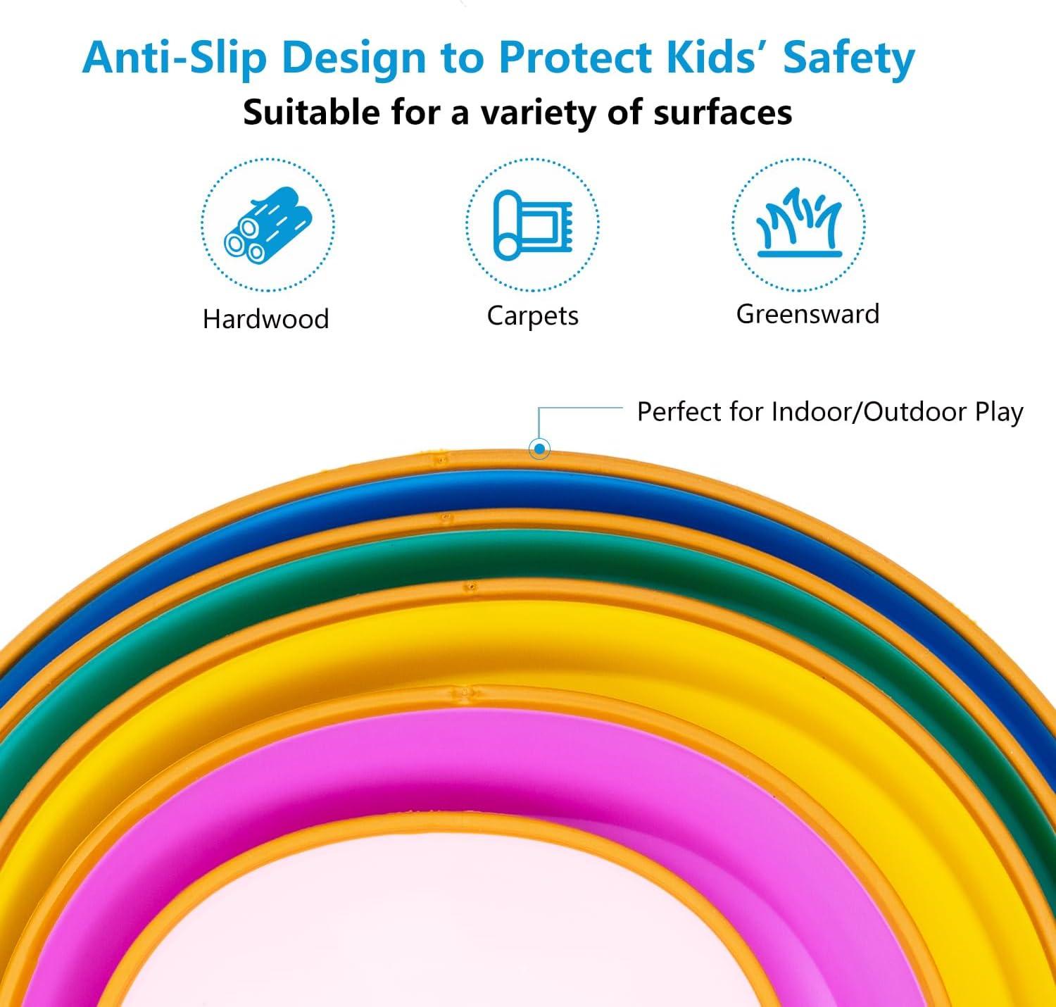 5 Pcs Stepping Stones for Kids, Balance River Stones Toy for Toddlers, Non-Slip Rubber Edges & Plastic Surface, Children's Sensory Obstacle Courses