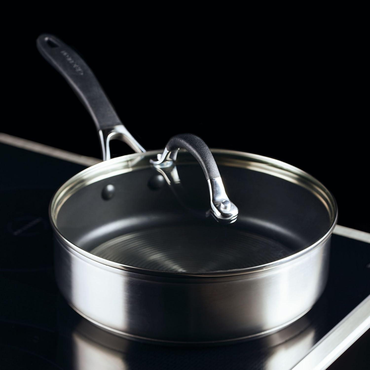 3-Quart Silver Stainless Steel Nonstick Sauté Pan with Lid