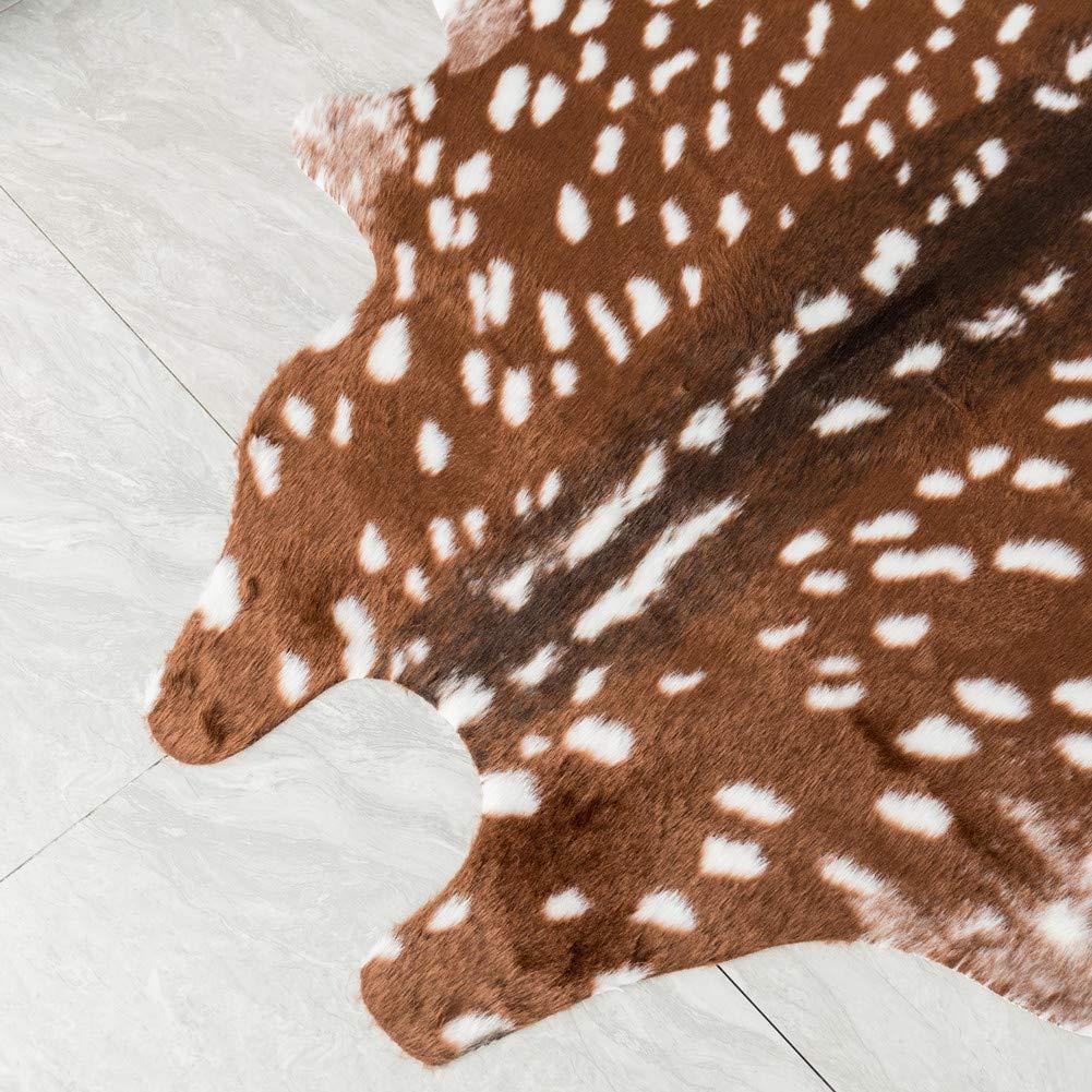 Faux Deer Rug Cowhide Rug Animal Rug Deer Print Faux Cow Hide Western Area Rug Sika Deer Animals Mat Carpet for Home Living Room 5x6ft