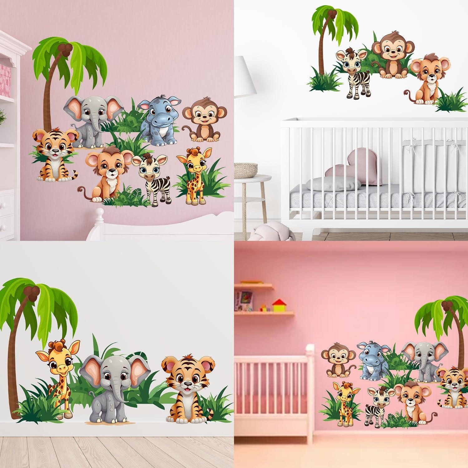 Premium Vinyl Jungle Animal Wall Decals for Nursery & Kids' Room