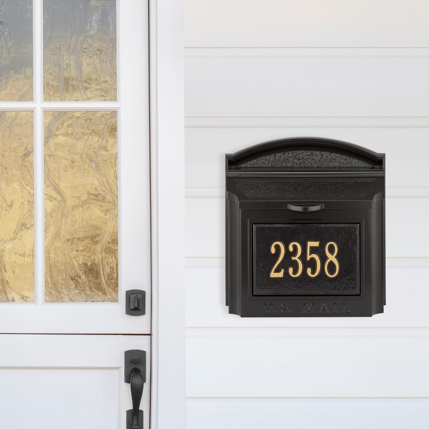 Large Black and Gold Lockable Aluminum Wall Mailbox