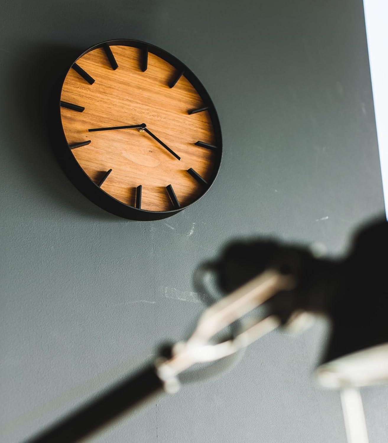 Rin Yamazaki Home Wall Clock, Modern Wood Home Decoration, Steel + Wood, Step Motion Second