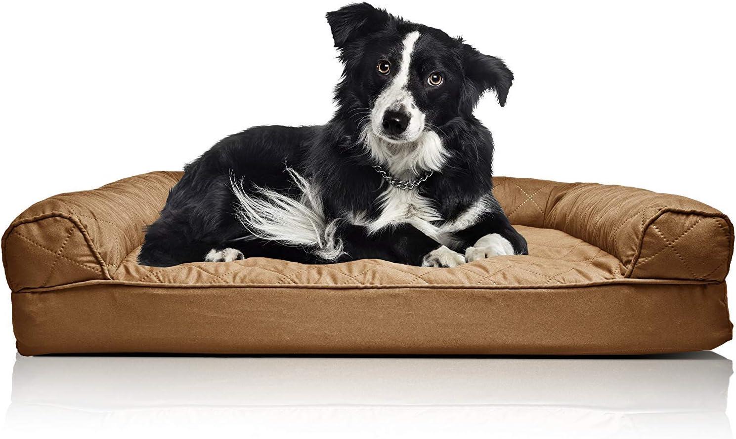 FurHaven Quilted Orthopedic Sofa Dog Bed - Large, Warm Brown