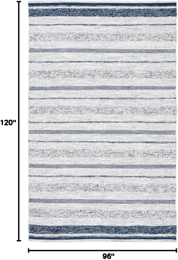 Striped Kilim STK517 Hand Woven Area Rug - Ivory/Navy - 8'x10' - Safavieh.