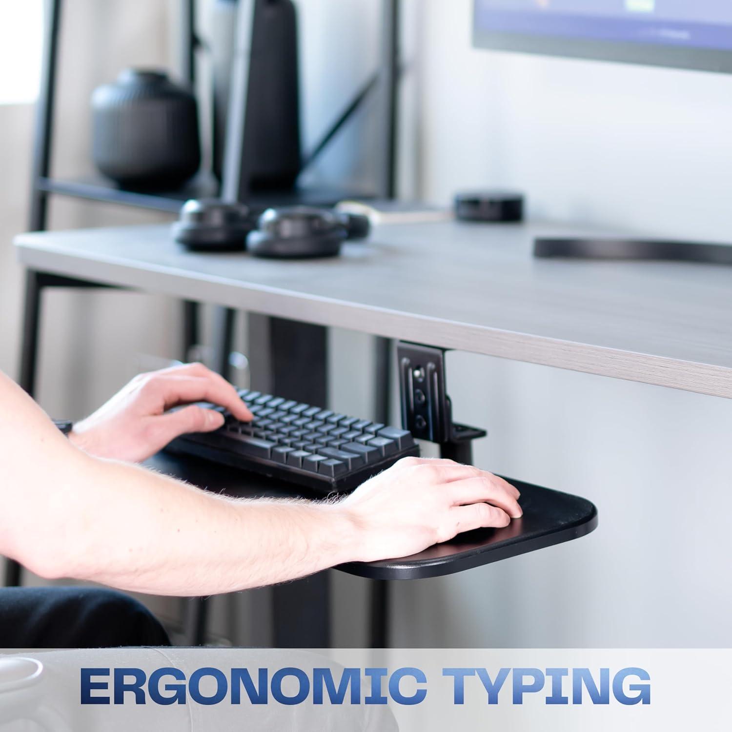 Vivo VIVO Black 23 x 10 inch Screw-In Rotating Computer Keyboard and Mouse Tray