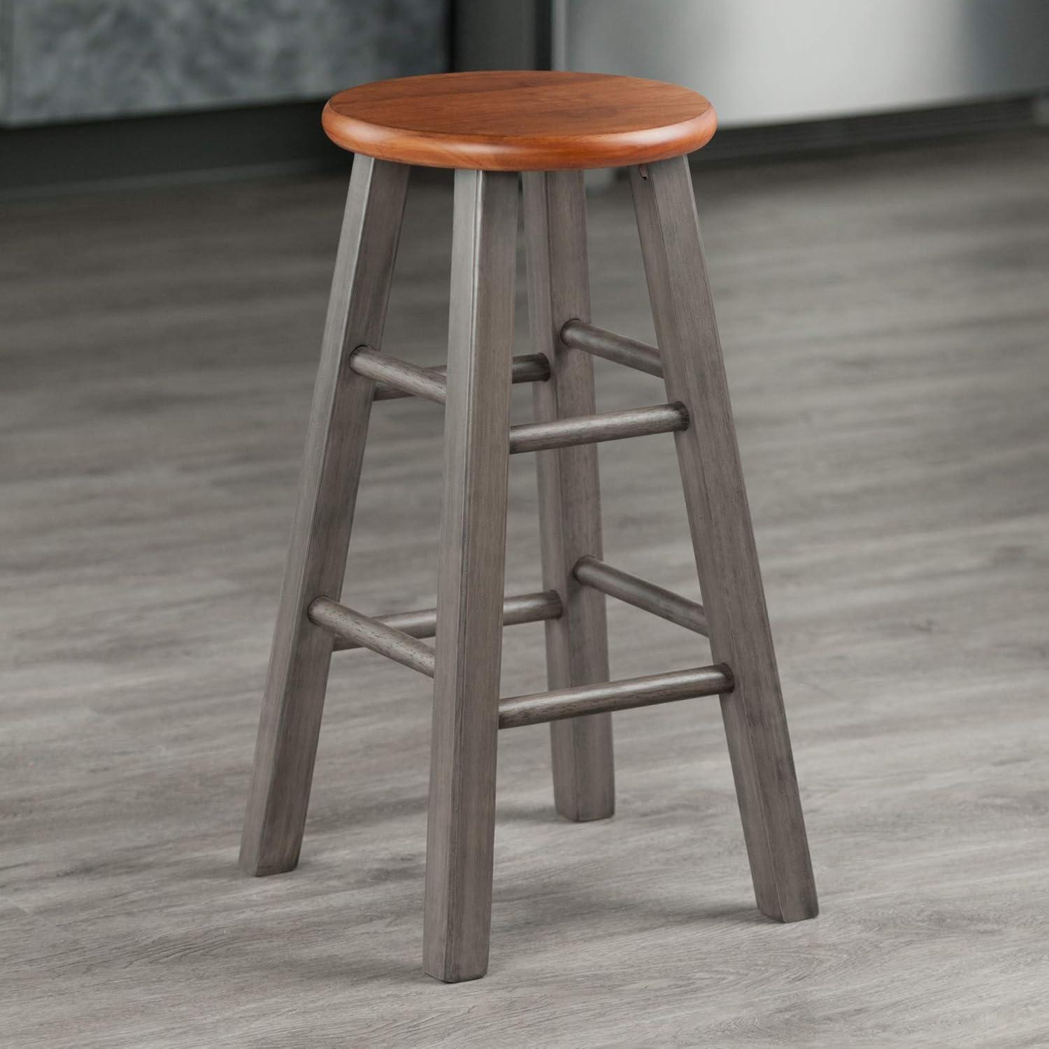 24" Ivy Counter Height Barstool Rustic Teak Brown - Winsome: Solid Wood, No Assembly, 220lb Capacity