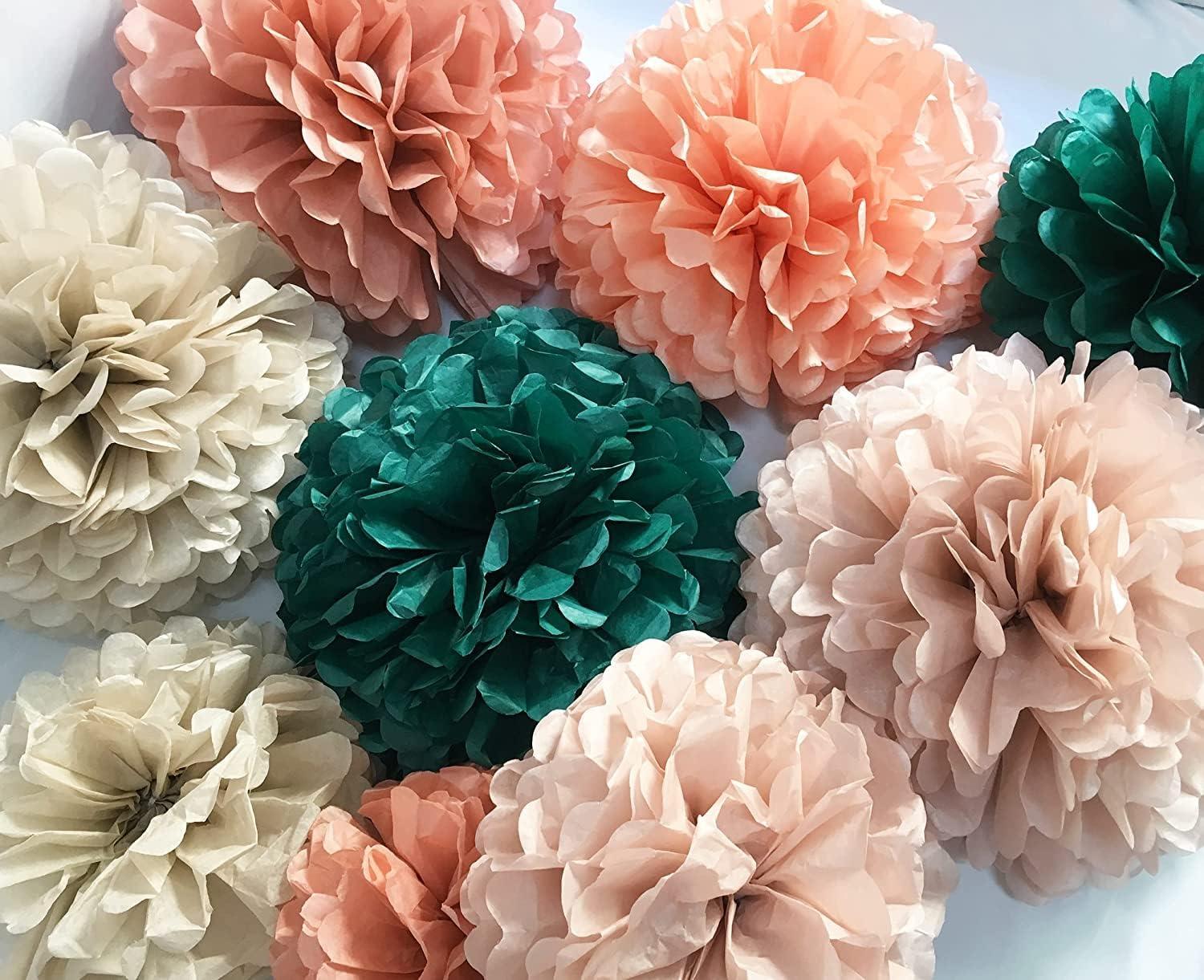 AIM & GGKK Paper Pom Poms Gold Gradient Navy Blue and White Tissue Hanging Paper Pom Poms,Flower Ball Wedding Birthday Party Decoration(12pcs)