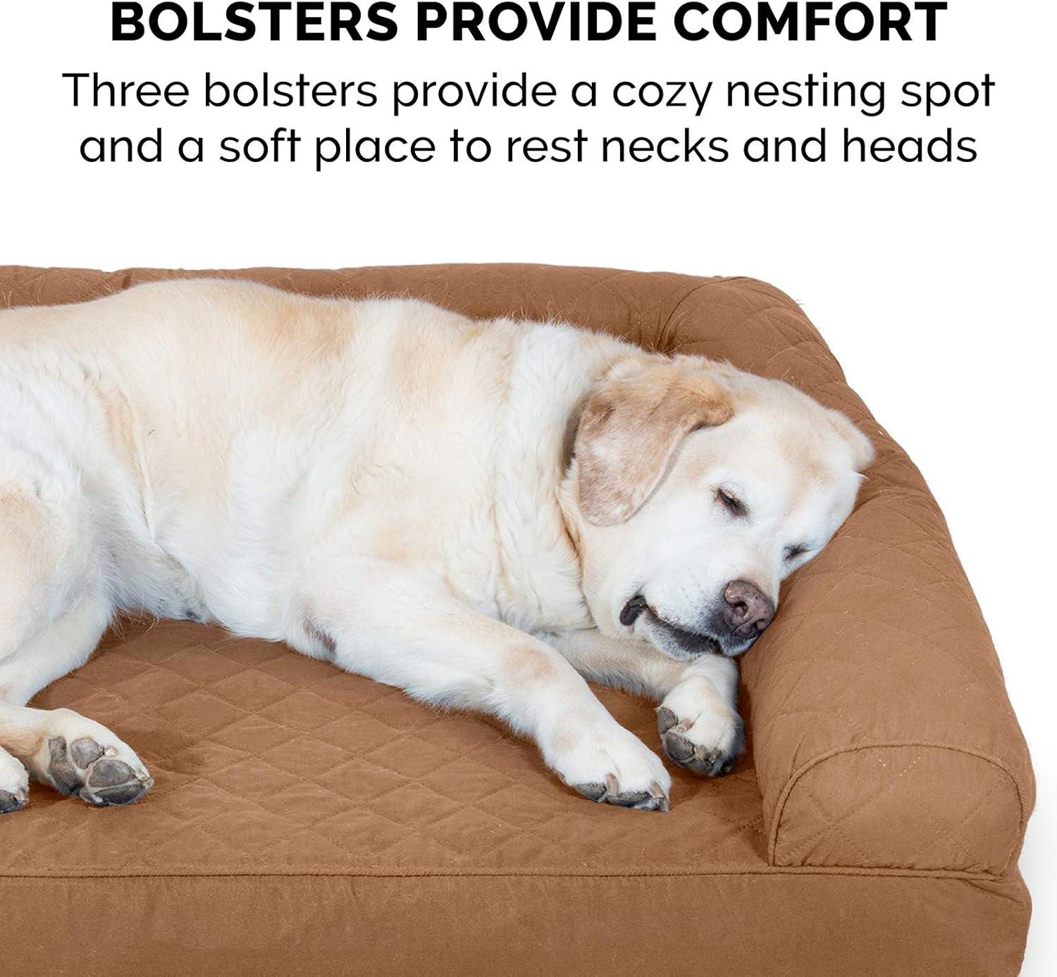 FurHaven Quilted Orthopedic Sofa Dog Bed - Large, Warm Brown