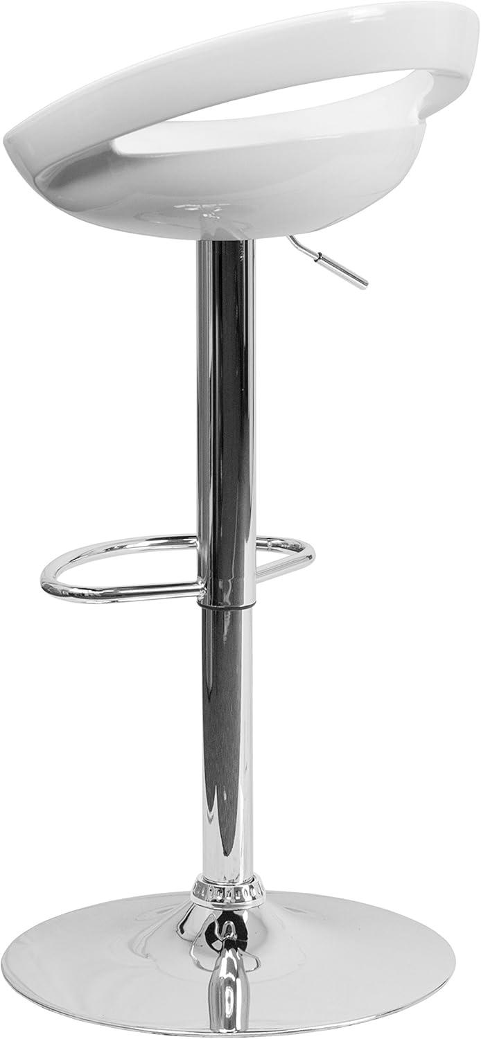 Flash Furniture Plastic Adjustable Height Barstool, Set of 1, White
