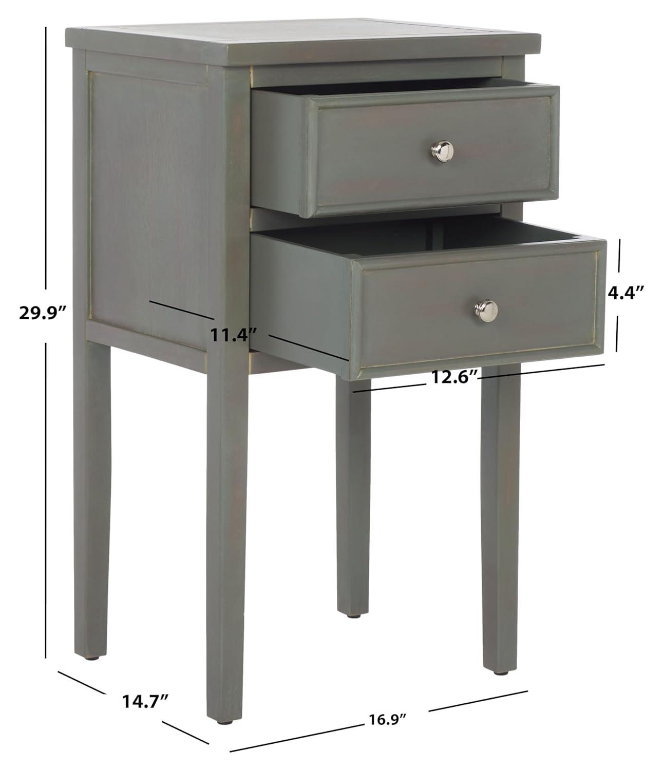 Toby Accent Table with Storage Drawers - Ash Grey - Safavieh.