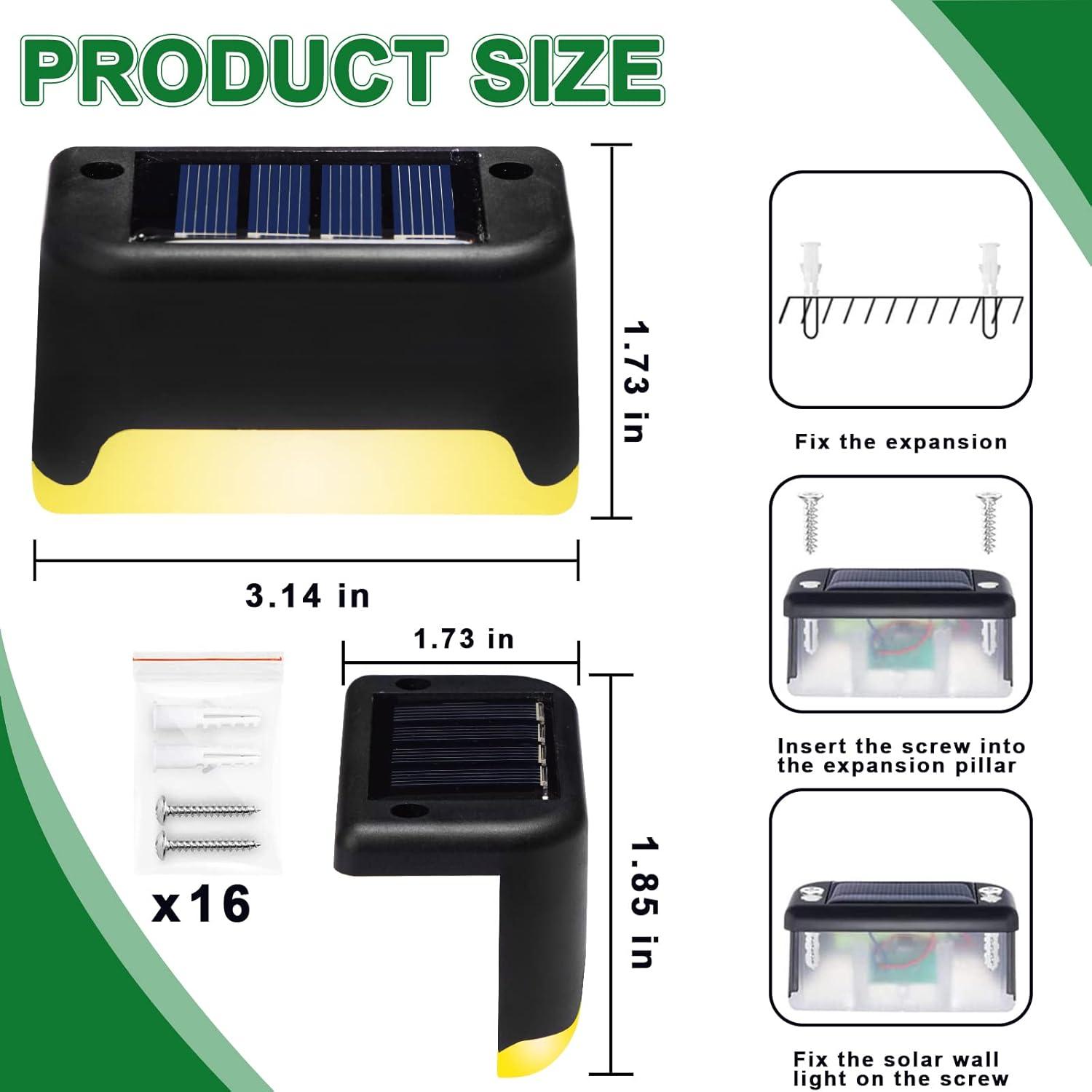 K.E.J. Solar Pool Side Lights Color Changing Solar Deck Lights Outdoor LED Step Light Waterproof Pool Accessories Decor for Stairs Fence Yard Driveway Pathway Yard Backyard Garden (Black-Color, 8)