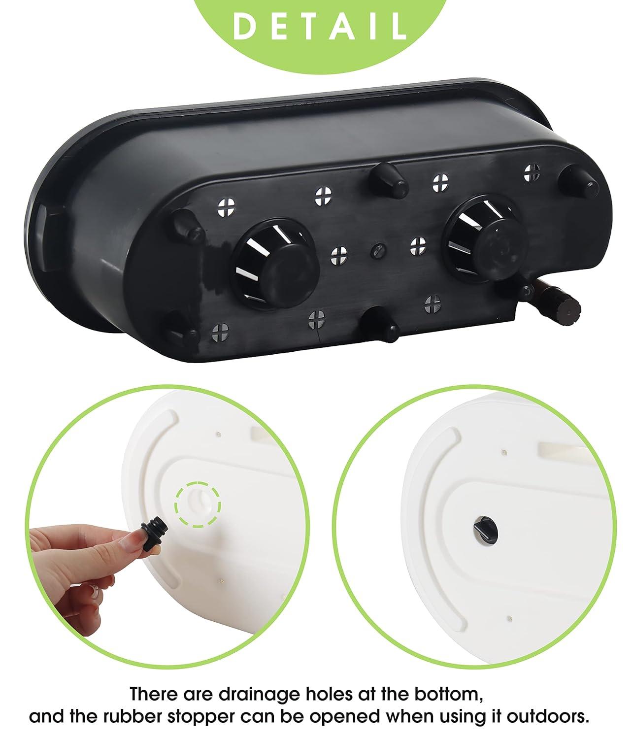 16" White Oval Self-Watering Planter with Water Level Indicator