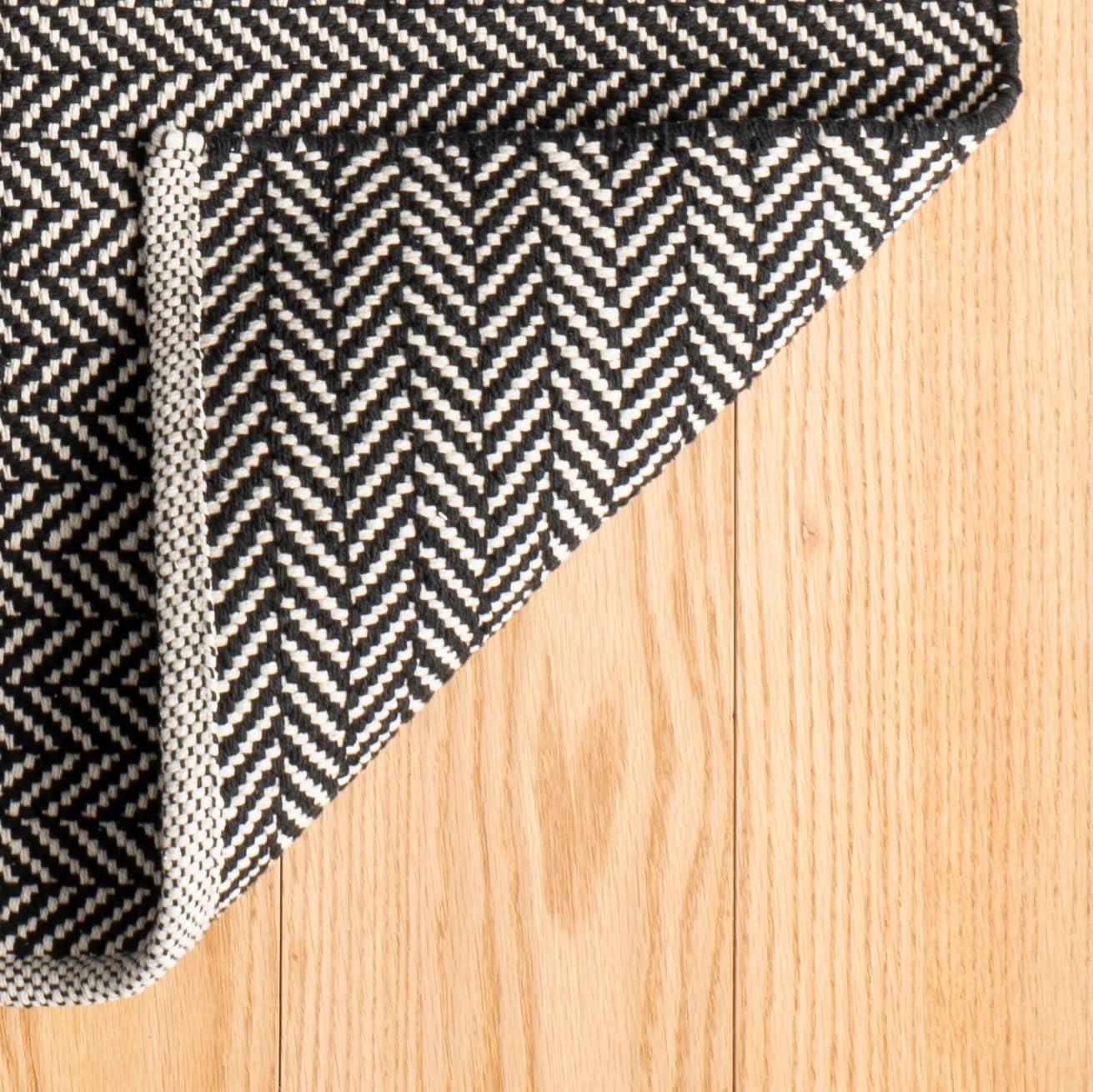 Herringbone Swedish Blue Handwoven Cotton Rug
