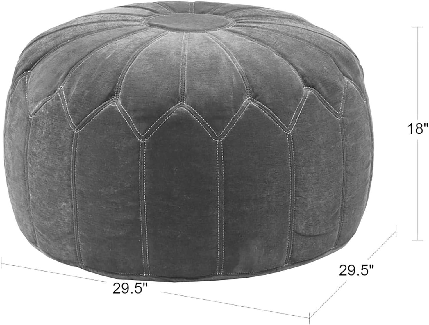 Seaweed Green Avery Oversized Round Pouf Ottoman with Polystyrene Beads