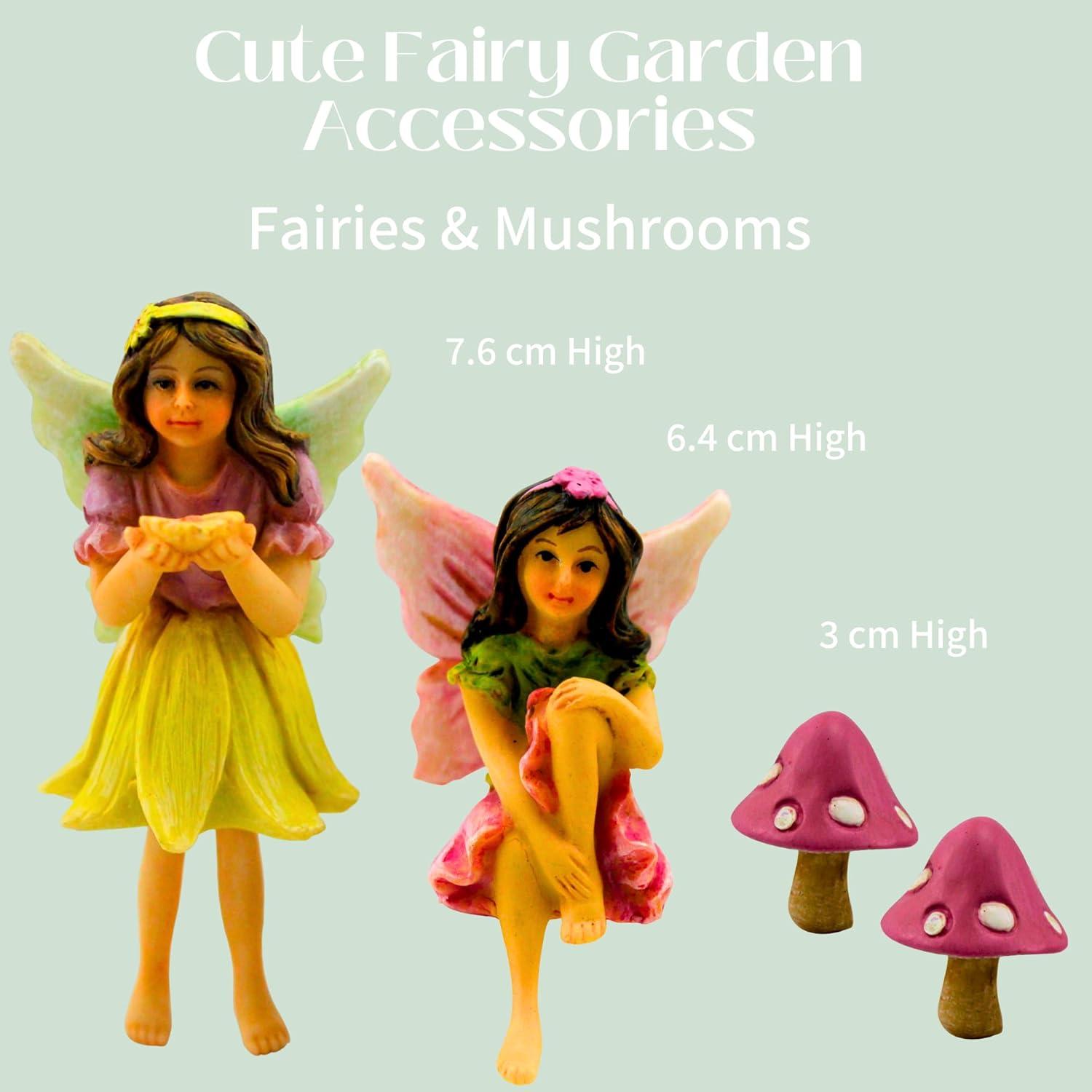 PRETMANNS Fairy Garden Accessories with Garden Fairy Figurines - Adorable Fairies for Fairy Gardens, Cute Fairy Garden Miniatures with a Fairy Furniture Kit C21