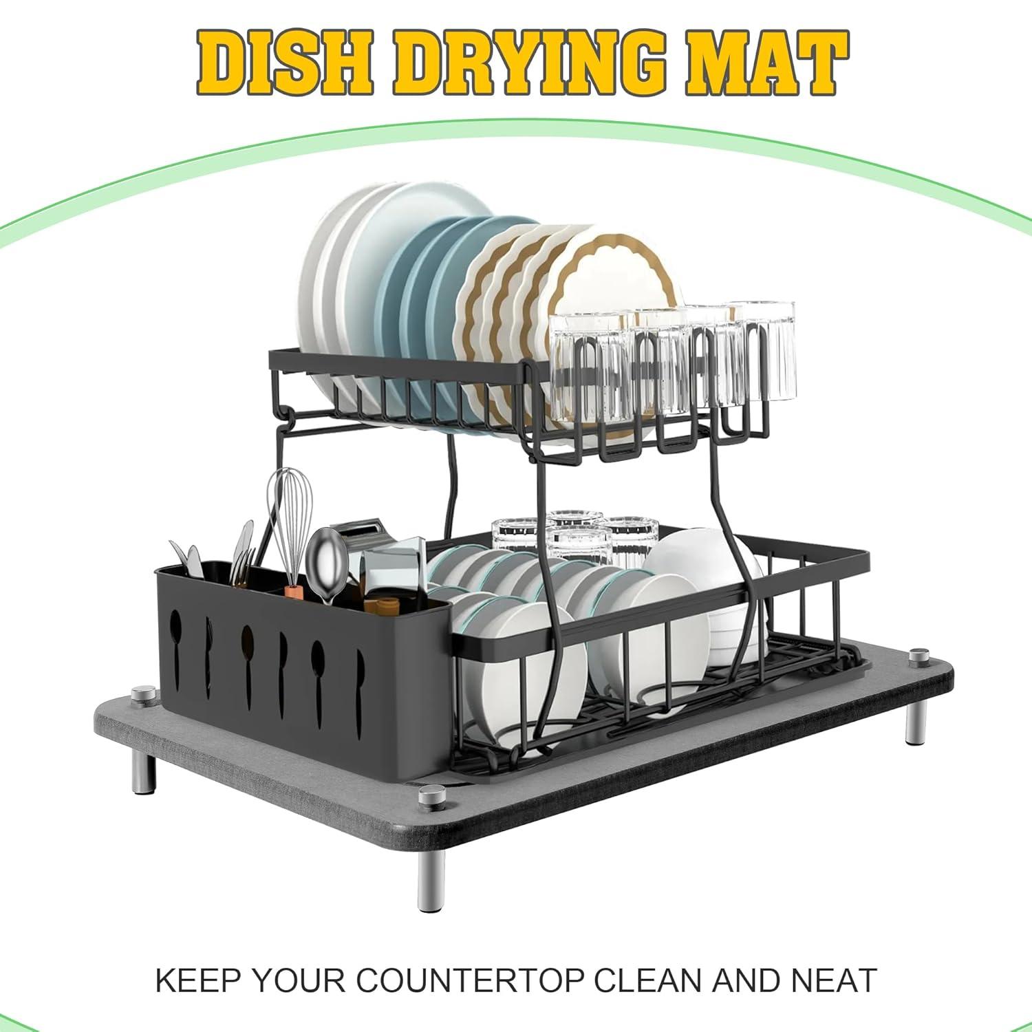 CSD Quick Drying Stone Mat for Kitchen Counter - Super Absorbent & Non Slip Dish Drying Mats - Diatomaceous Earth Sink Tray Mat - Drying Pad - 15.7 × 11.8 Inches