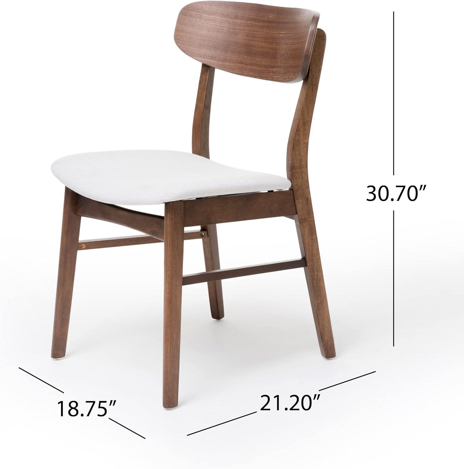Christopher Knight Home Set of 2 Lucious Dining Chair Light Beige/Walnut: Upholstered, Rubberwood Legs, Scandinavian Style