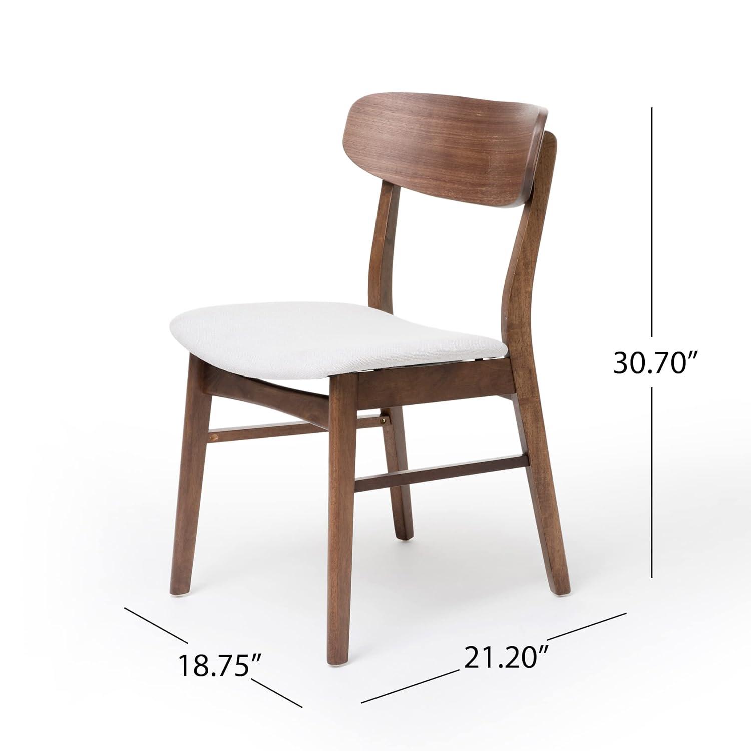 Christopher Knight Home Set of 2 Lucious Dining Chair Light Beige/Walnut: Upholstered, Rubberwood Legs, Scandinavian Style