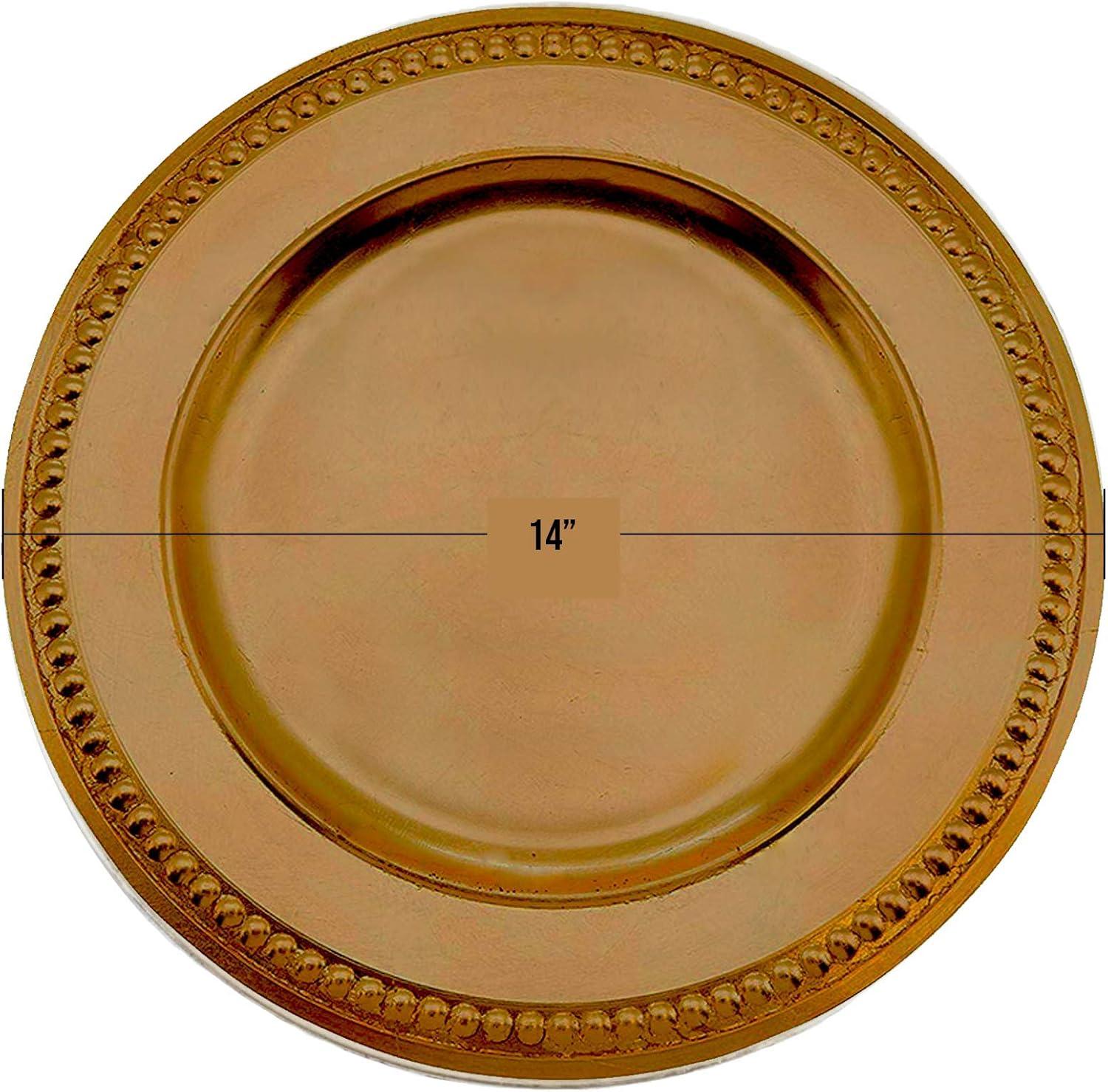 Gold Bead Dot Design 14" Decorative Charger Plates, Set of 4