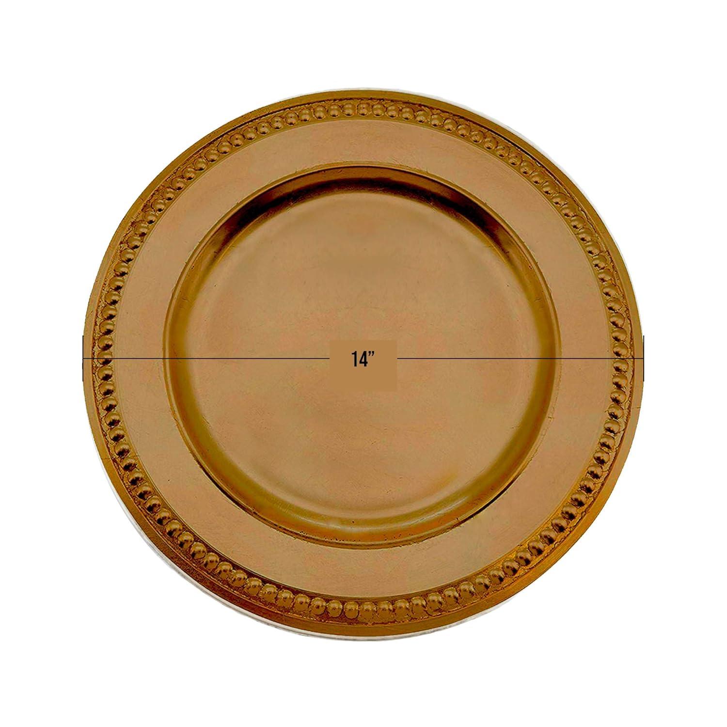 Saro Lifestyle Dots Design Charger Plate (Set of 4), Gold, 14" Round