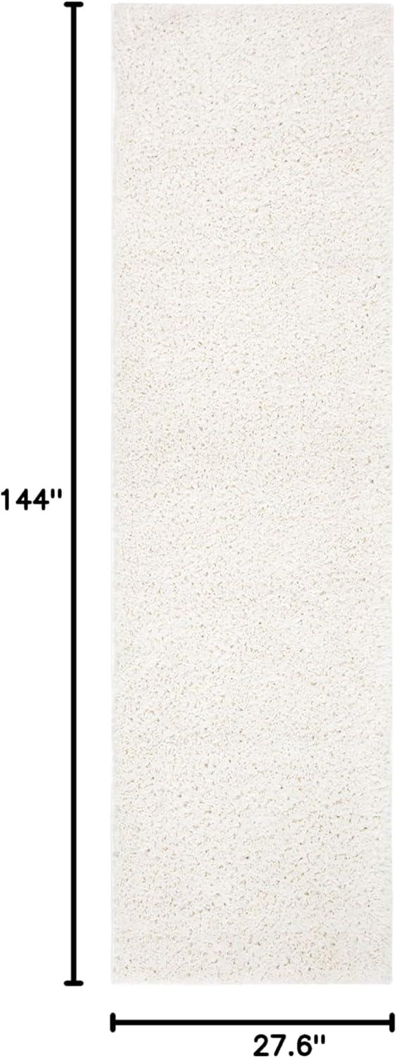 August Shag 900 AUG900 Power Loomed Indoor Runner Rug - Ivory - 2'3"x12' - Safavieh