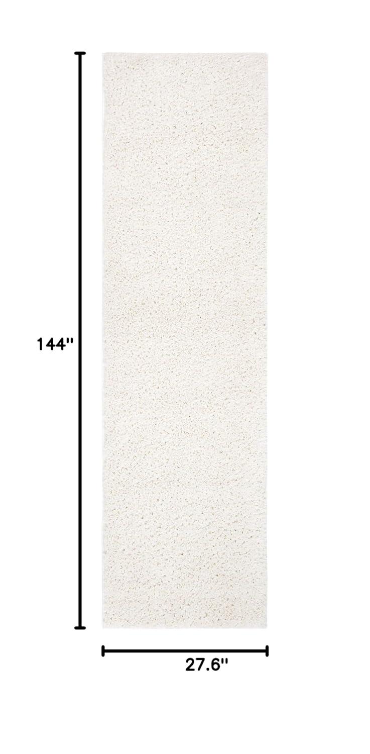 August Shag 900 AUG900 Power Loomed Indoor Runner Rug - Ivory - 2'3"x12' - Safavieh