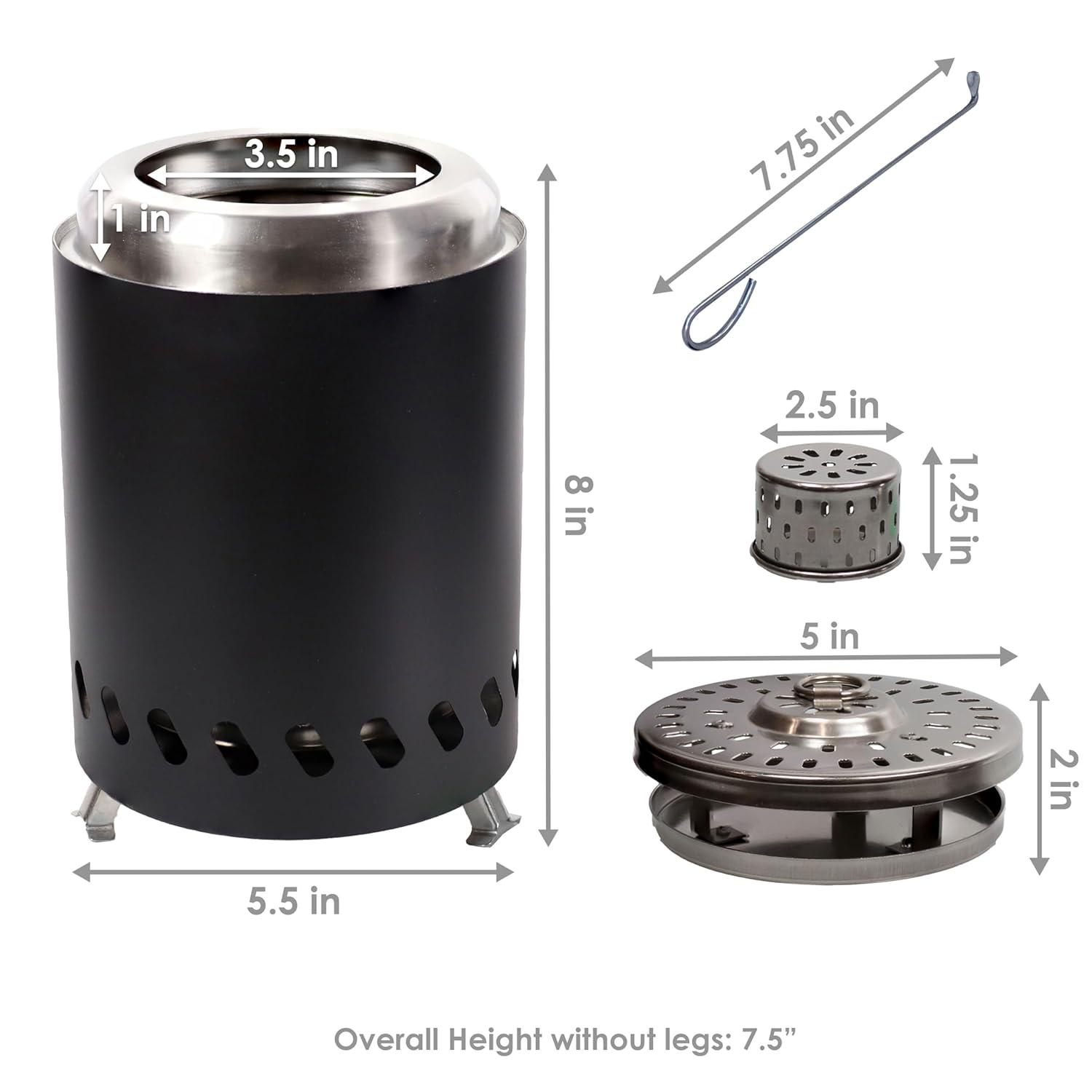 Sunnydaze Stainless Steel Tabletop Smokeless Fire Pit