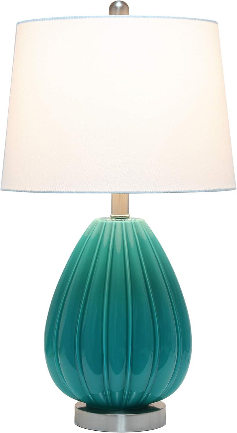 Elegant Designs Modern Creased Table Lamp with Fabric Shade - Teal