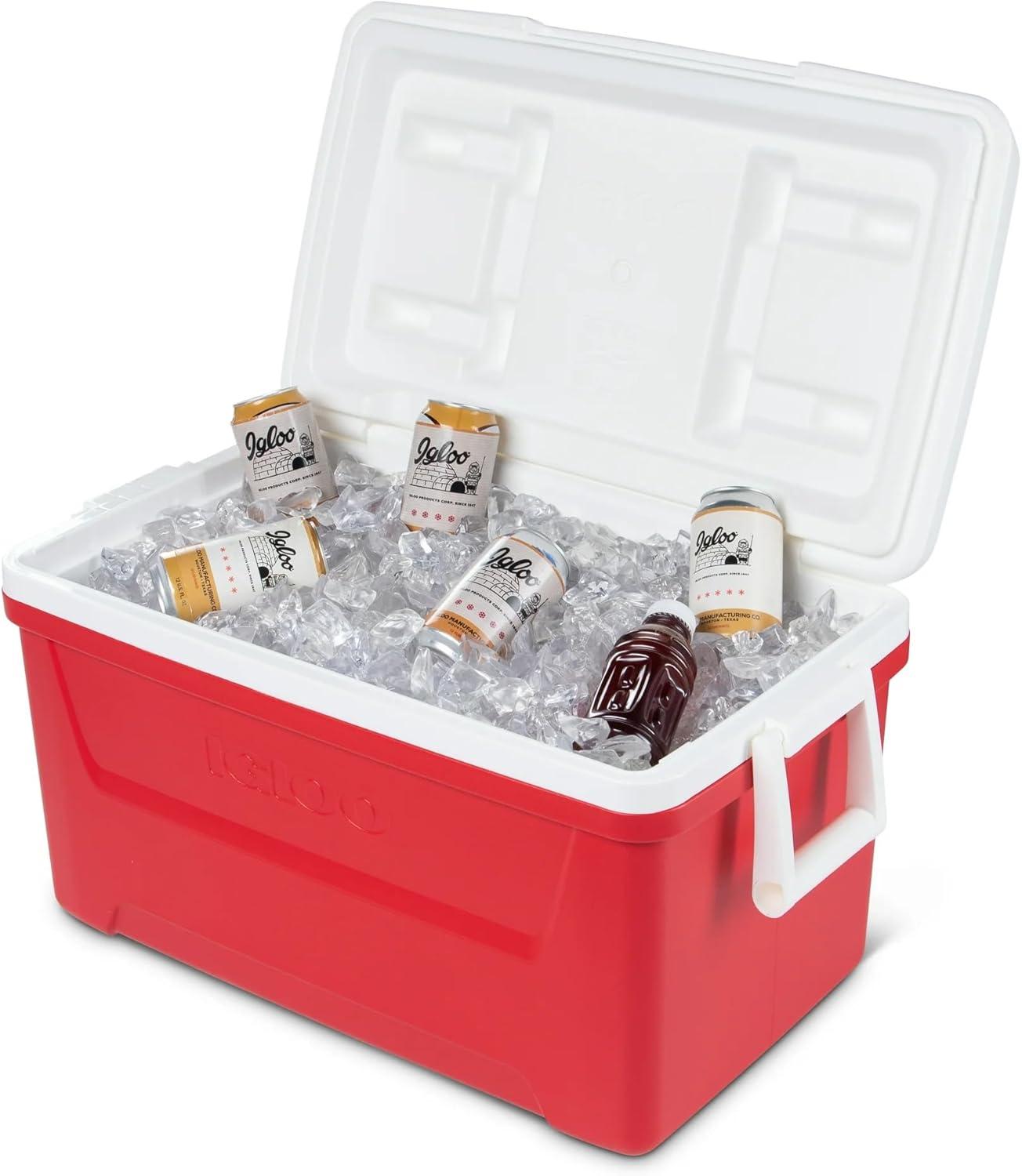Red Heavy-Duty Portable Ice Chest Cooler with Airtight Lid