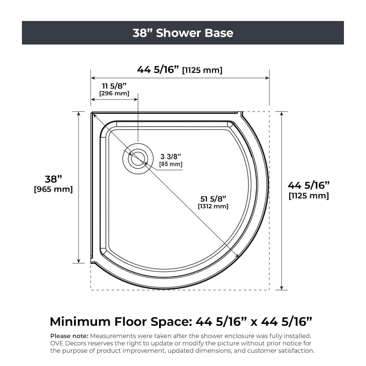 OVE Decors Breeze Premium 33 in. Framed Round Shower Kit w/ Clear Glass, Base