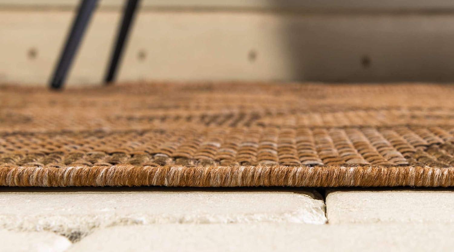 Unique Loom 5' 0 x 8' 0 Light Brown Outdoor Botanical Vine Area Rug