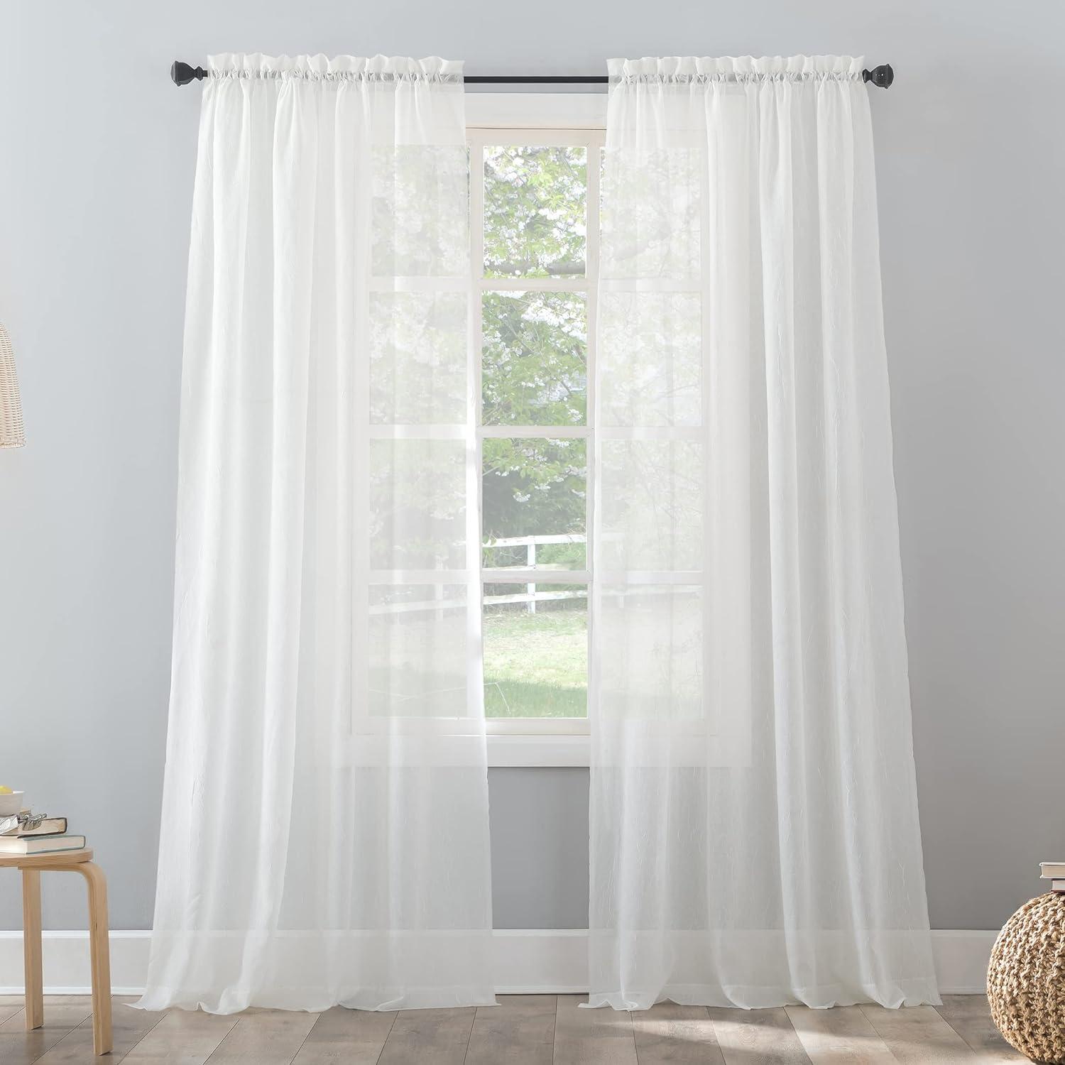 Erica Crushed Sheer Voile Rod Pocket Curtain Panel - No. 918