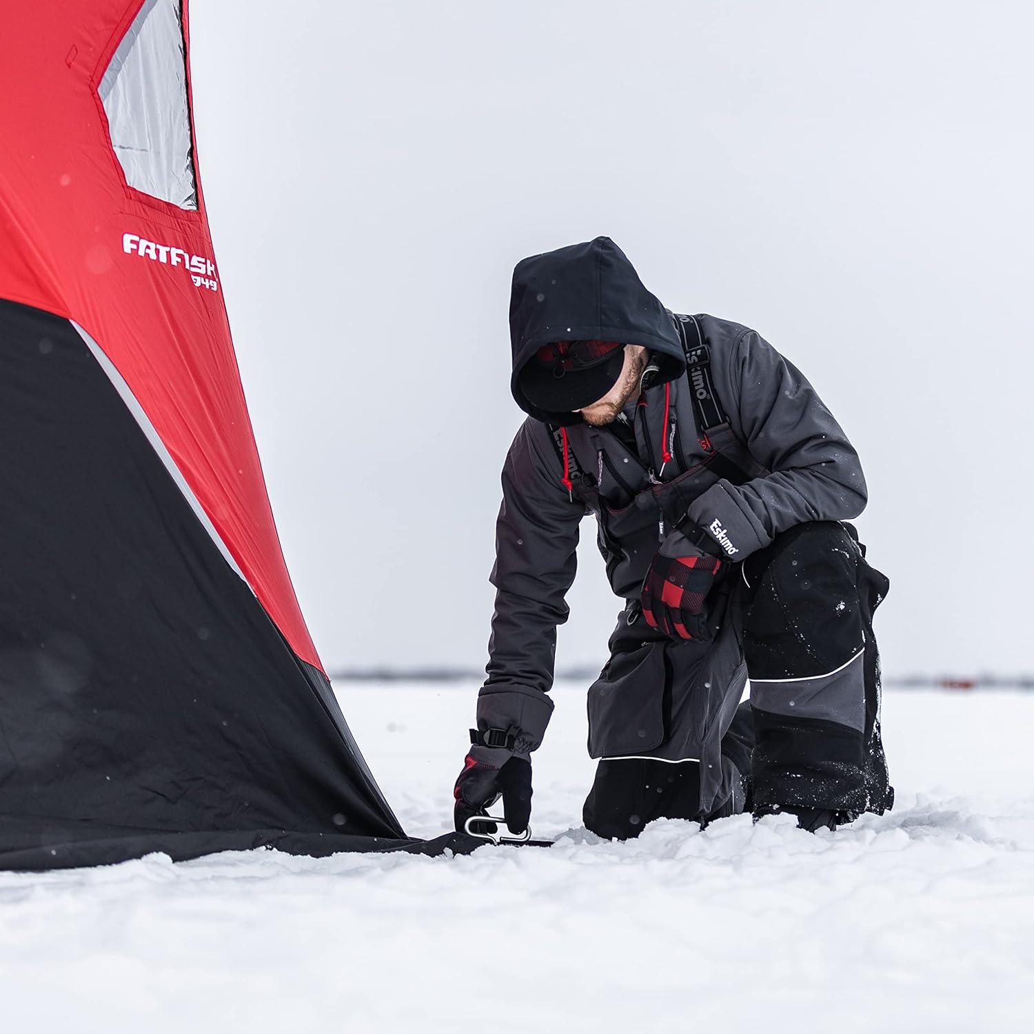 Eskimo FatFish™ 949, Pop-up Portable Ice Shelter, Red/Black, 3-4 Person Capacity, FF949