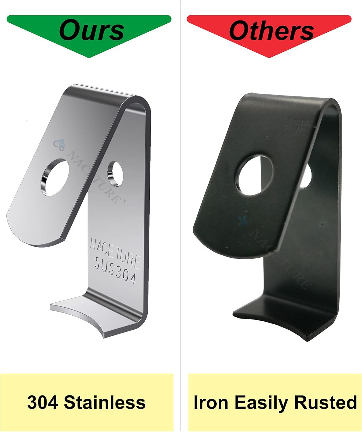 NACETURE Stainless Steel Plant Hangers Flower Pot Clips 12 Pcs - Outdoor Wall Hook Metal Plant Stand Holds 5" to 8" Standard Flower Pot