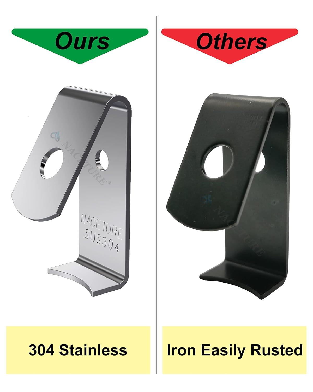 NACETURE Stainless Steel Plant Hangers Flower Pot Clips 12 Pcs - Outdoor Wall Hook Metal Plant Stand Holds 5" to 8" Standard Flower Pot